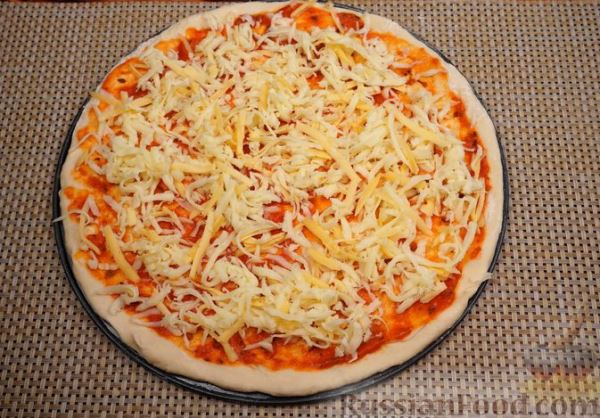Пицца с пряным томатным соусом и моцареллой